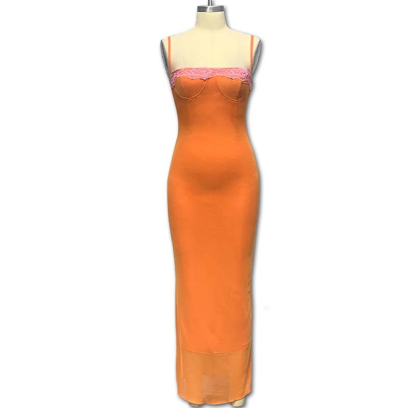 Haljina bez rukava u stilu camisole, visokim strukom, srednja duljina, materijal pamuk-poliester