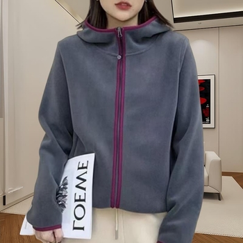 Ženski kardigan s kapuljačom od chenille fleece, plus veličina, s dugim rukavima, zatvarač