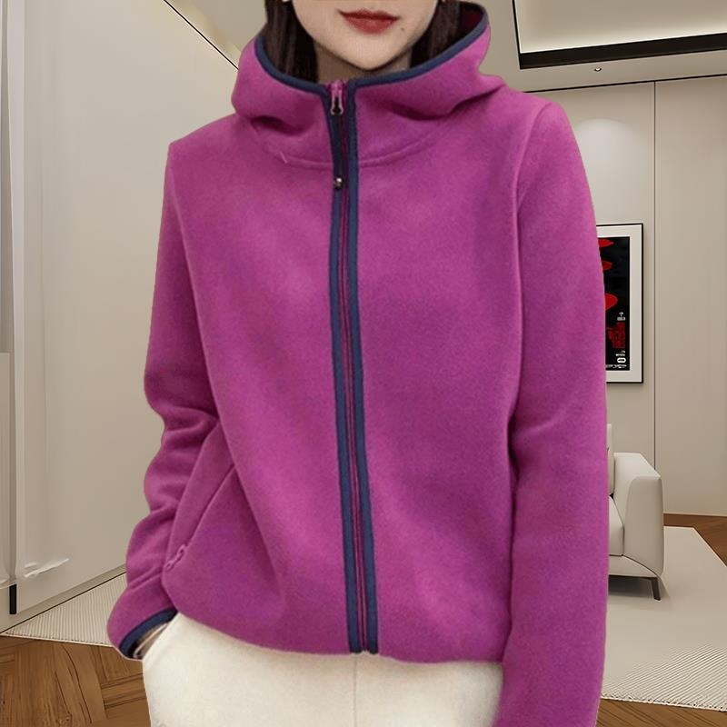 Ženski kardigan s kapuljačom od chenille fleece, plus veličina, s dugim rukavima, zatvarač