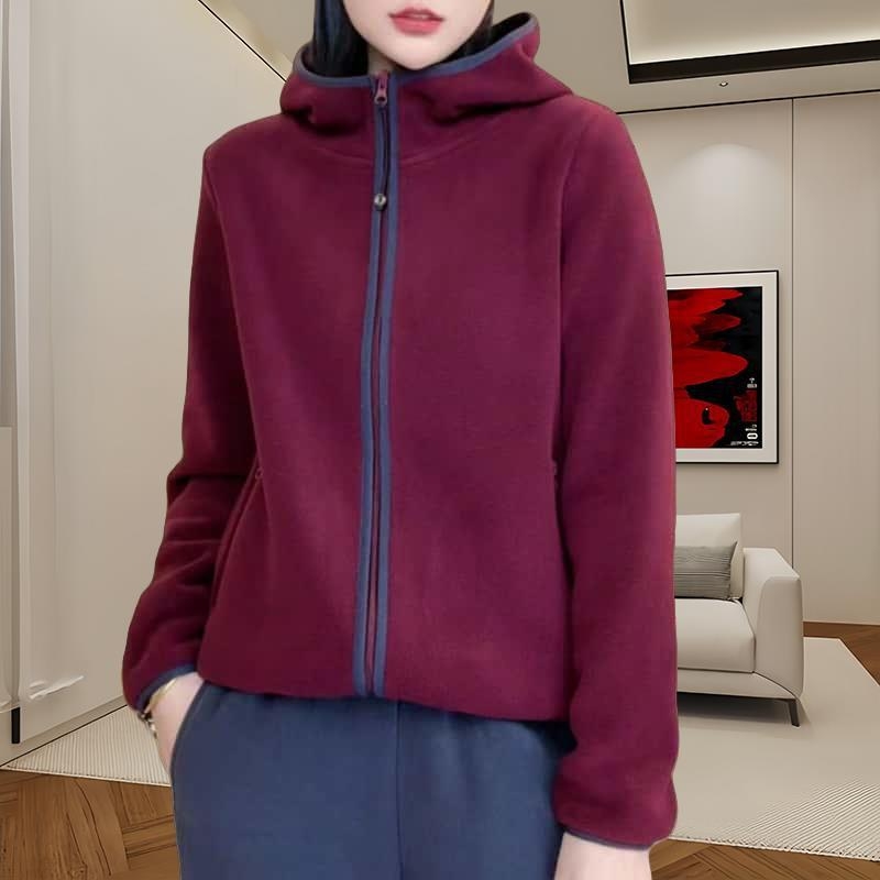 Ženski kardigan s kapuljačom od chenille fleece, plus veličina, s dugim rukavima, zatvarač