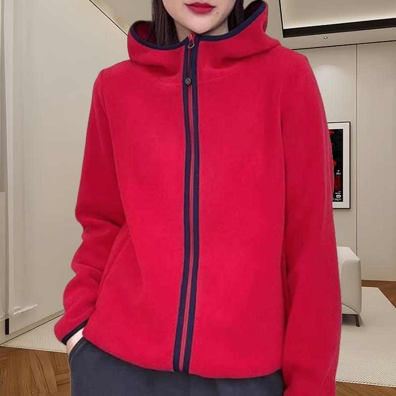 Ženski kardigan s kapuljačom od chenille fleece, plus veličina, s dugim rukavima, zatvarač