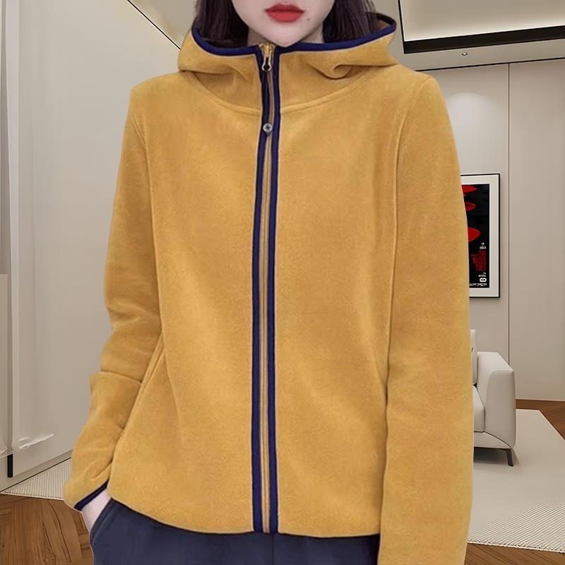 Ženski kardigan s kapuljačom od chenille fleece, plus veličina, s dugim rukavima, zatvarač