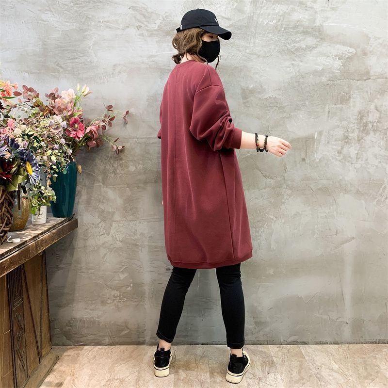 Női oversized pulóver kerek nyakú – közepes hosszúságú, hosszú ujjú, koreai stílus, pamut