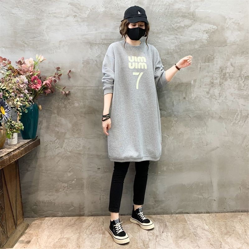 Női oversized pulóver kerek nyakú – közepes hosszúságú, hosszú ujjú, koreai stílus, pamut