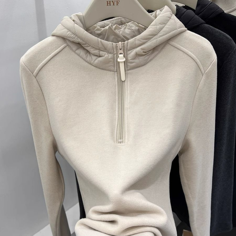 Duks s kapuljom od brushed fleece – dugi rukavi, pulover, poliester