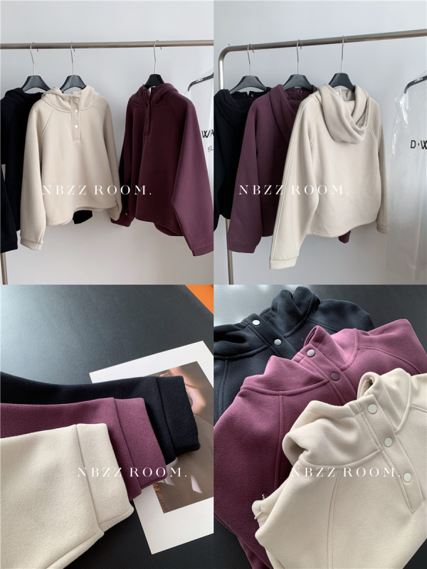 Ženski hoodie s kapuljom, 71,7% pamuka, fleec podstava, široki kroj, korejski stil, debeo, jesen-zima 2025