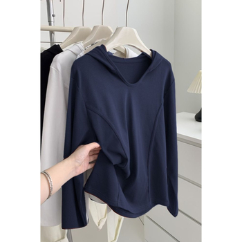 Πολυεστερική μπλούζα με κουκούλα, μακριά μανίκια, Α-γραμμή, με μερκερισμένη επεξεργασία