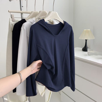 Πολυεστερική μπλούζα με κουκούλα, μακριά μανίκια, Α-γραμμή, με μερκερισμένη επεξεργασία