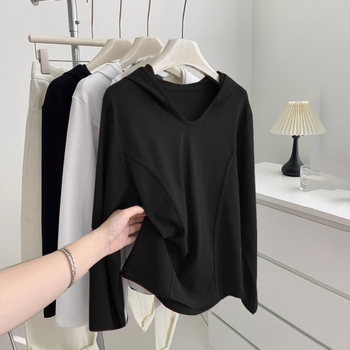 Πολυεστερική μπλούζα με κουκούλα, μακριά μανίκια, Α-γραμμή, με μερκερισμένη επεξεργασία