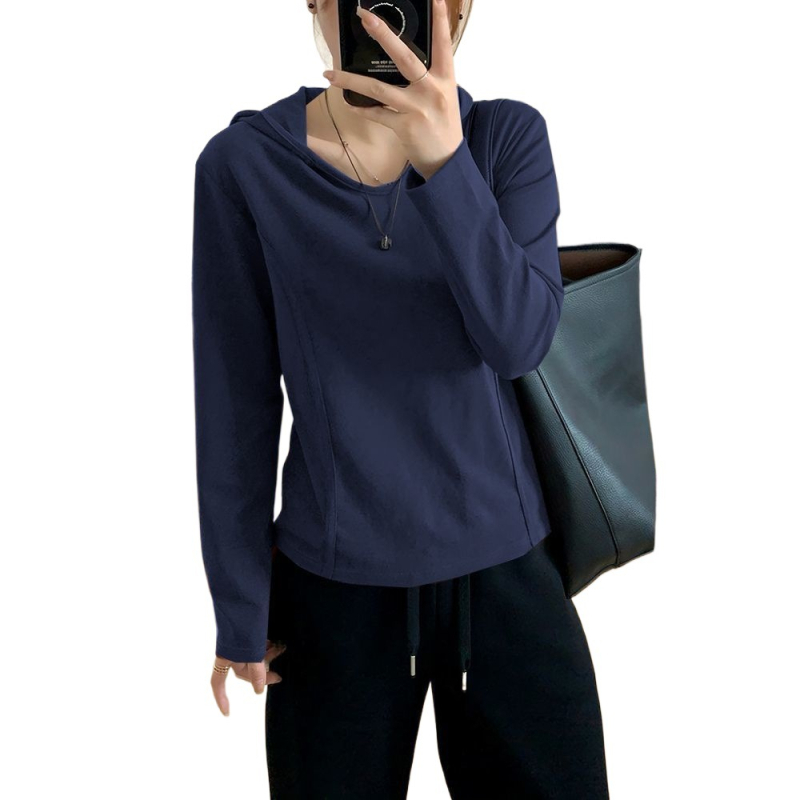 Πολυεστερική μπλούζα με κουκούλα, μακριά μανίκια, Α-γραμμή, με μερκερισμένη επεξεργασία