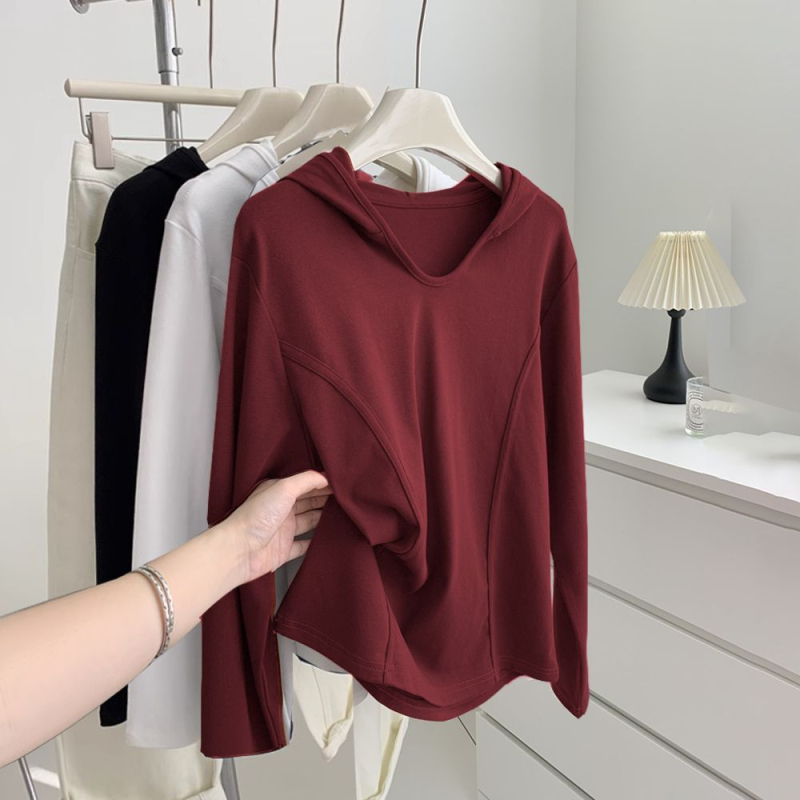 Πολυεστερική μπλούζα με κουκούλα, μακριά μανίκια, Α-γραμμή, με μερκερισμένη επεξεργασία