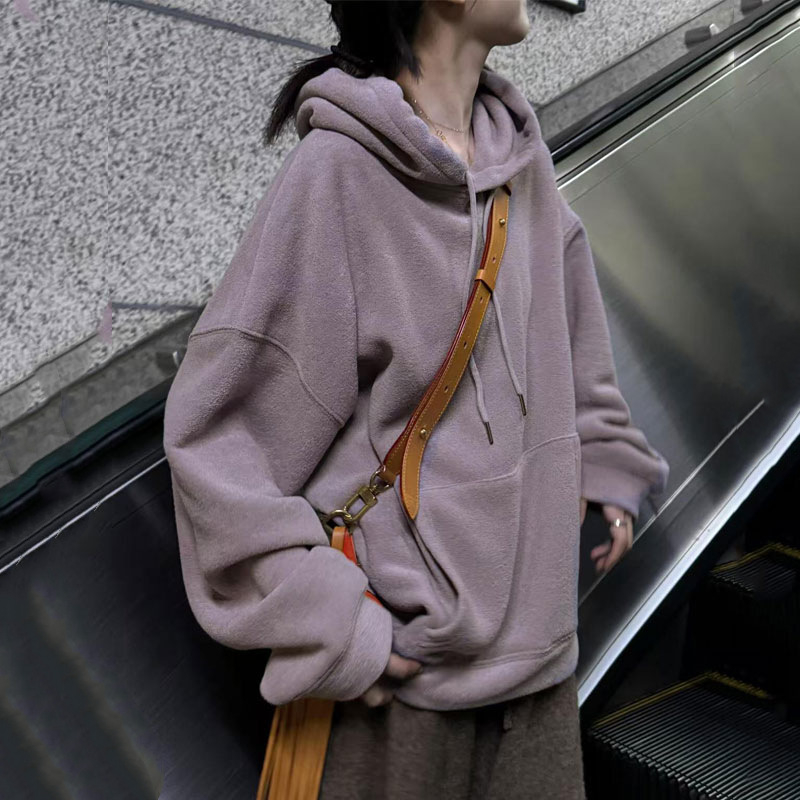 Hanorac cu glugă pentru femei, croială lejeră, material catifelat Modal, mâneci lungi, primăvara 2025