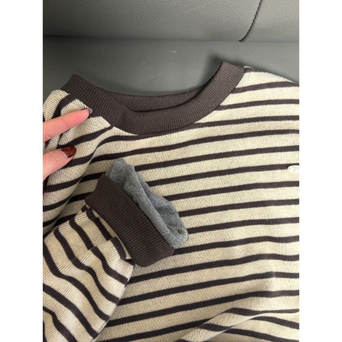 Hanorac cu glugă, patchwork cu blocuri şi dungi, croială lejeră, mâneci lungi, guler rotund, bumbac/poliester