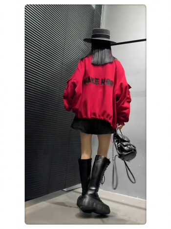 Cardigan-sweatshirt pentru femei cu guler înalt, broderie, fermoar, croială lejeră, țesătură din bumbac