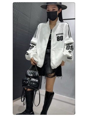 Cardigan-sweatshirt pentru femei cu guler înalt, broderie, fermoar, croială lejeră, țesătură din bumbac