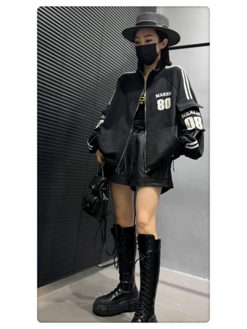 Cardigan-sweatshirt pentru femei cu guler înalt, broderie, fermoar, croială lejeră, țesătură din bumbac