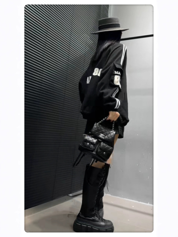 Cardigan-sweatshirt pentru femei cu guler înalt, broderie, fermoar, croială lejeră, țesătură din bumbac