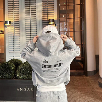 Cardigan de damă cu fermoar și glugă, imprimeu cu litere coreene, stil minimalist, croi Slim, bumbac 80–90%, lungime normală 50–65 cm