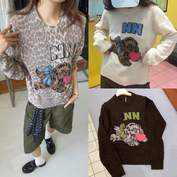 Pullover GA tähe Happy Dog, villasegu 50-70%, ümmarguse kaelaga, pikkade varrukatega, naistele