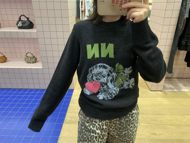 Pullover GA tähe Happy Dog, villasegu 50-70%, ümmarguse kaelaga, pikkade varrukatega, naistele