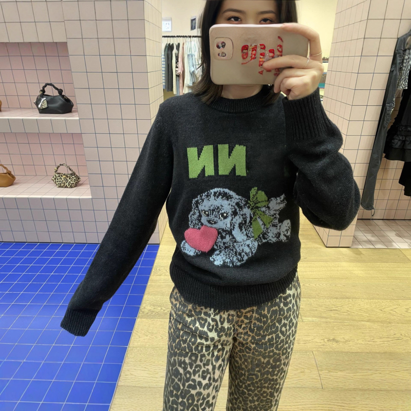 Pullover GA tähe Happy Dog, villasegu 50-70%, ümmarguse kaelaga, pikkade varrukatega, naistele