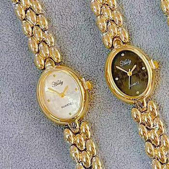 Ceas femei cu cadran oval în stil retro, mișcare quartz, afișaj analog, rezistent la apă pentru uz zilnic, Carcasă din aliaj