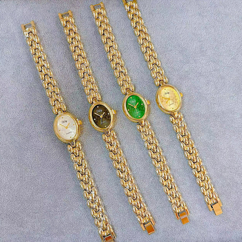 Ceas femei cu cadran oval în stil retro, mișcare quartz, afișaj analog, rezistent la apă pentru uz zilnic, Carcasă din aliaj