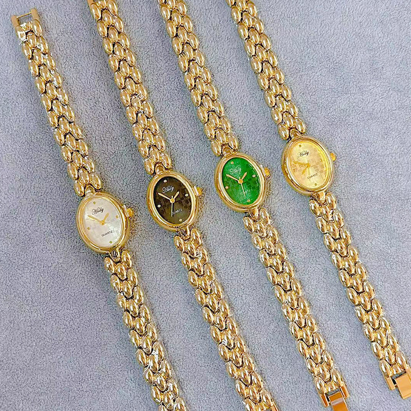 Ceas femei cu cadran oval în stil retro, mișcare quartz, afișaj analog, rezistent la apă pentru uz zilnic, Carcasă din aliaj