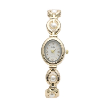 Ceas de damă cu cuarț, cu cadran oval, mișcare SL68, coroană spirală, curea din aliaj