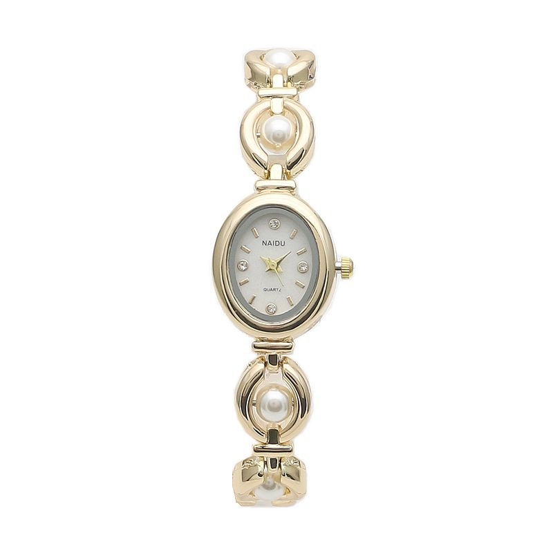 Ceas de damă cu cuarț, cu cadran oval, mișcare SL68, coroană spirală, curea din aliaj