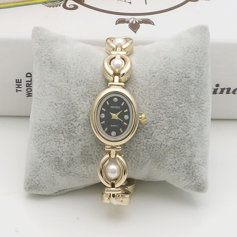 Ceas de damă cu cuarț, cu cadran oval, mișcare SL68, coroană spirală, curea din aliaj