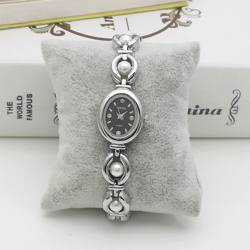 Ceas de damă cu cuarț, cu cadran oval, mișcare SL68, coroană spirală, curea din aliaj