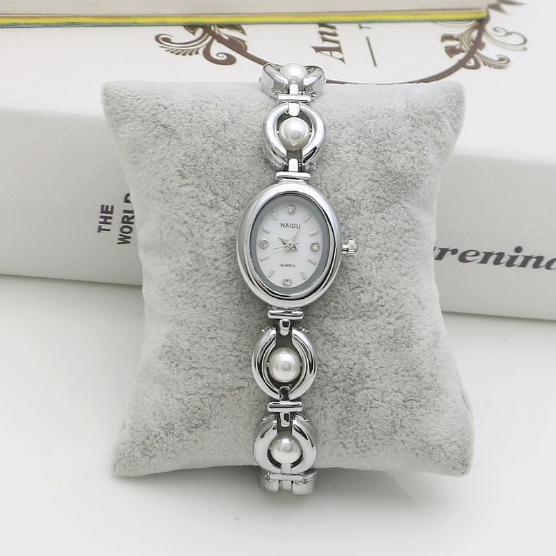 Ceas de damă cu cuarț, cu cadran oval, mișcare SL68, coroană spirală, curea din aliaj