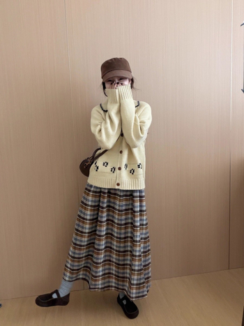 Cardigan tricotat din bumbac pentru femei, imprimeu cu câine în stil desen animat, guler turn-down, mâneci lungi