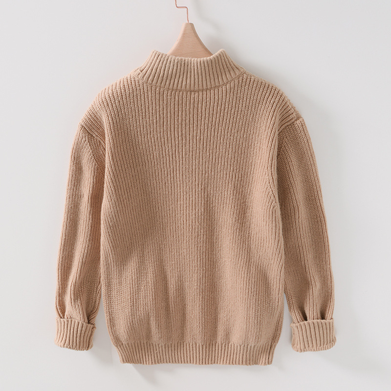 Muška pletena jakna s stojećim ovratnikom za jesen-zimu, retro casual stil