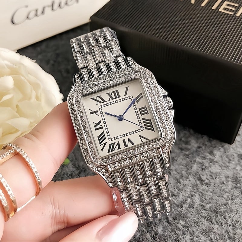 Ženski kvarcni sat kvadratnog oblika s fazom mjesece, kalendarom i noćnim svjetlom – Miyota 2813, analogni prikaz, kućište od nehrđajućeg čelika, remen od legure
