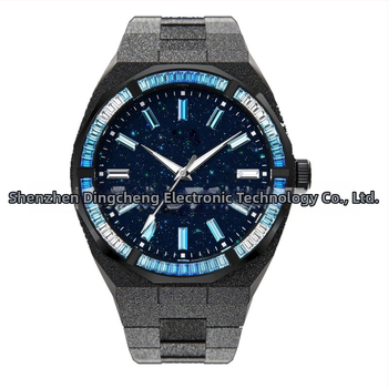 Muški sat od nehrđajućeg čelika s dijamantnom ukrasom, kvarc, vodootporan do 50m, poslovni stil, promjera brojčanika 42 mm