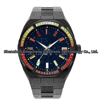 Muški sat od nehrđajućeg čelika s dijamantnom ukrasom, kvarc, vodootporan do 50m, poslovni stil, promjera brojčanika 42 mm