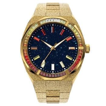 Muški sat od nehrđajućeg čelika s dijamantnom ukrasom, kvarc, vodootporan do 50m, poslovni stil, promjera brojčanika 42 mm