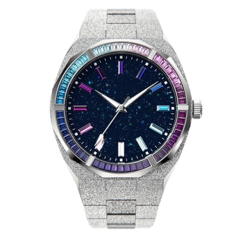 Muški sat od nehrđajućeg čelika s dijamantnom ukrasom, kvarc, vodootporan do 50m, poslovni stil, promjera brojčanika 42 mm