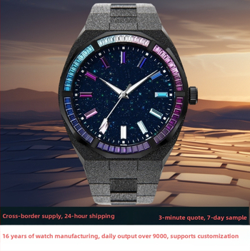 Muški sat od nehrđajućeg čelika s dijamantnom ukrasom, kvarc, vodootporan do 50m, poslovni stil, promjera brojčanika 42 mm