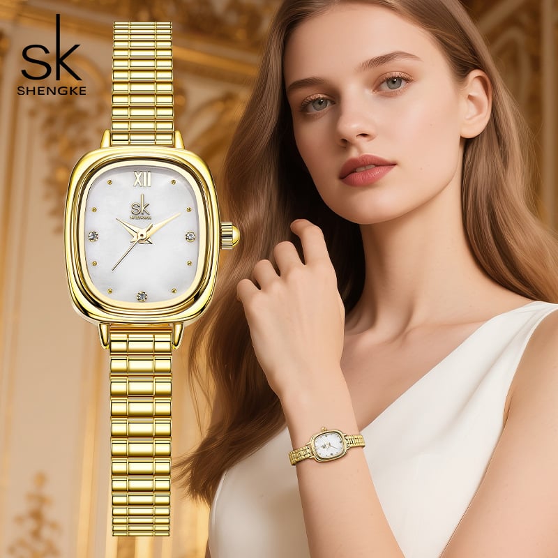 Ženski kvarcni sat s kućištem i kaišem od legure, analogni prikaz, vodootporan do 30 m, promjer cifera 20,5×23,5 mm, debljina 7 mm (Model K0217L)