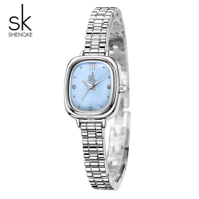Ženski kvarcni sat s kućištem i kaišem od legure, analogni prikaz, vodootporan do 30 m, promjer cifera 20,5×23,5 mm, debljina 7 mm (Model K0217L)
