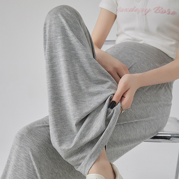 Trudničke široke hlače od modalnog materijala, lagane za ljeto, visoka elastičnost, podrška trbuhu