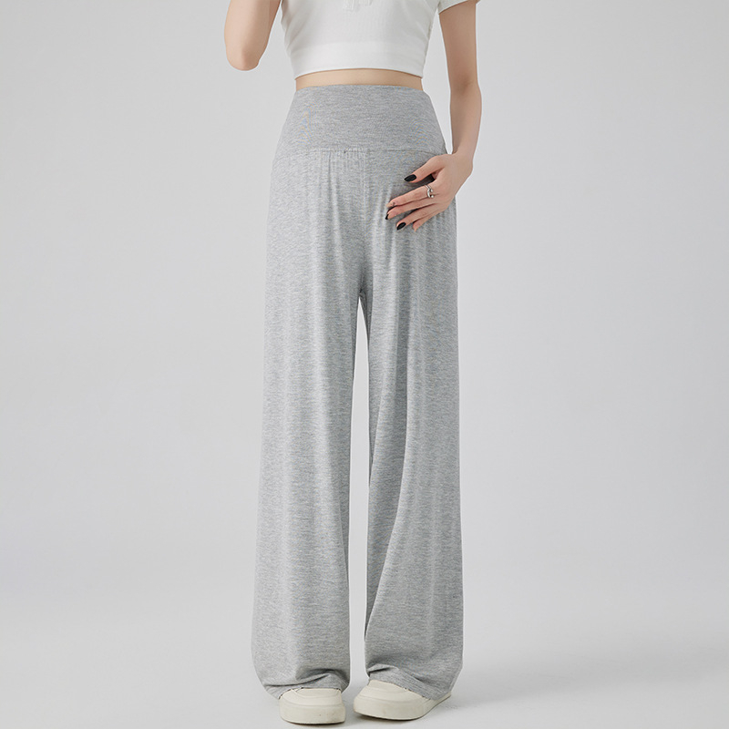 Trudničke široke hlače od modalnog materijala, lagane za ljeto, visoka elastičnost, podrška trbuhu