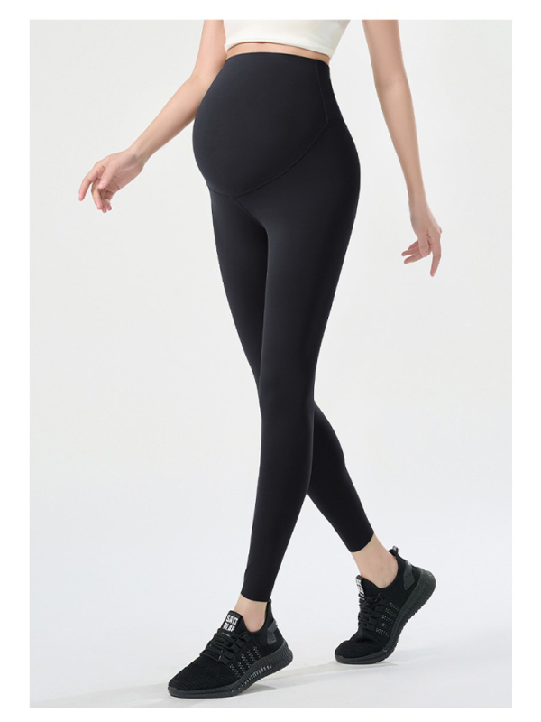 Trudničke joga hlače s podrškom za trbuh, mješavina Nylon/Spandex, visoka elastičnost, duljina 9/10
