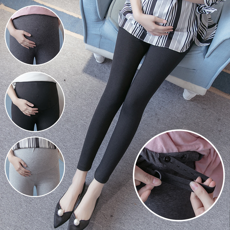 Trudničke tajice s potporom za trbuh — pamuk 90–95%, spandex <30%, srednja debljina, uski kroj, jesen 2024