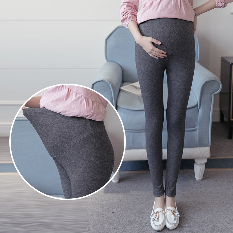 Trudničke tajice s potporom za trbuh — pamuk 90–95%, spandex <30%, srednja debljina, uski kroj, jesen 2024