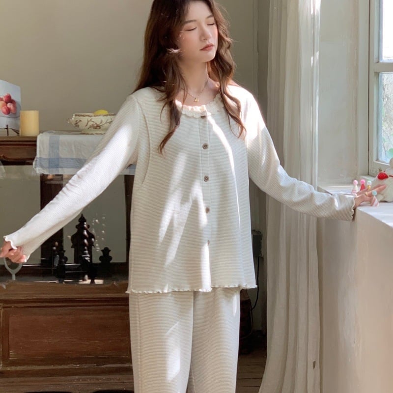 Mātīšu pidžāmu komplekts ar barošanas atveri, svītrainas, garas piedurknes, bikses komplekts, vilnas maisījums, poliesteris 90-95%, elastāns