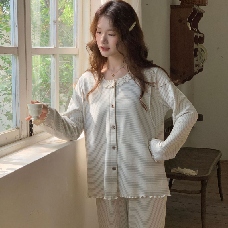 Mātīšu pidžāmu komplekts ar barošanas atveri, svītrainas, garas piedurknes, bikses komplekts, vilnas maisījums, poliesteris 90-95%, elastāns